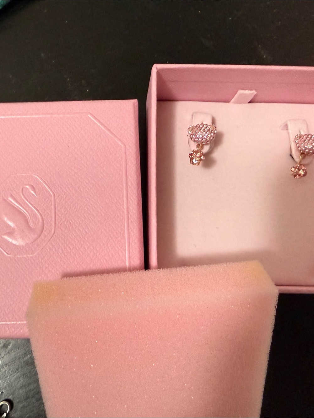 Swarovski Rose Gold Pink Crystal Drop Earrings - Women Jewelry